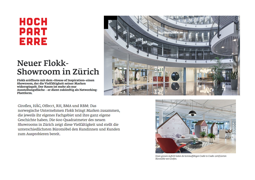 200312 Pres­se Clip­ping Hoch­pa­terre Neu­er Flokk Showroom